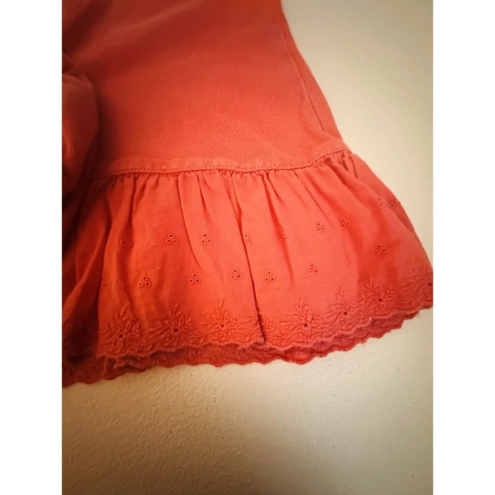 Ralph Lauren Coral 2pc Dress & Bloomers Set Cotton Pique Embroidered 18M